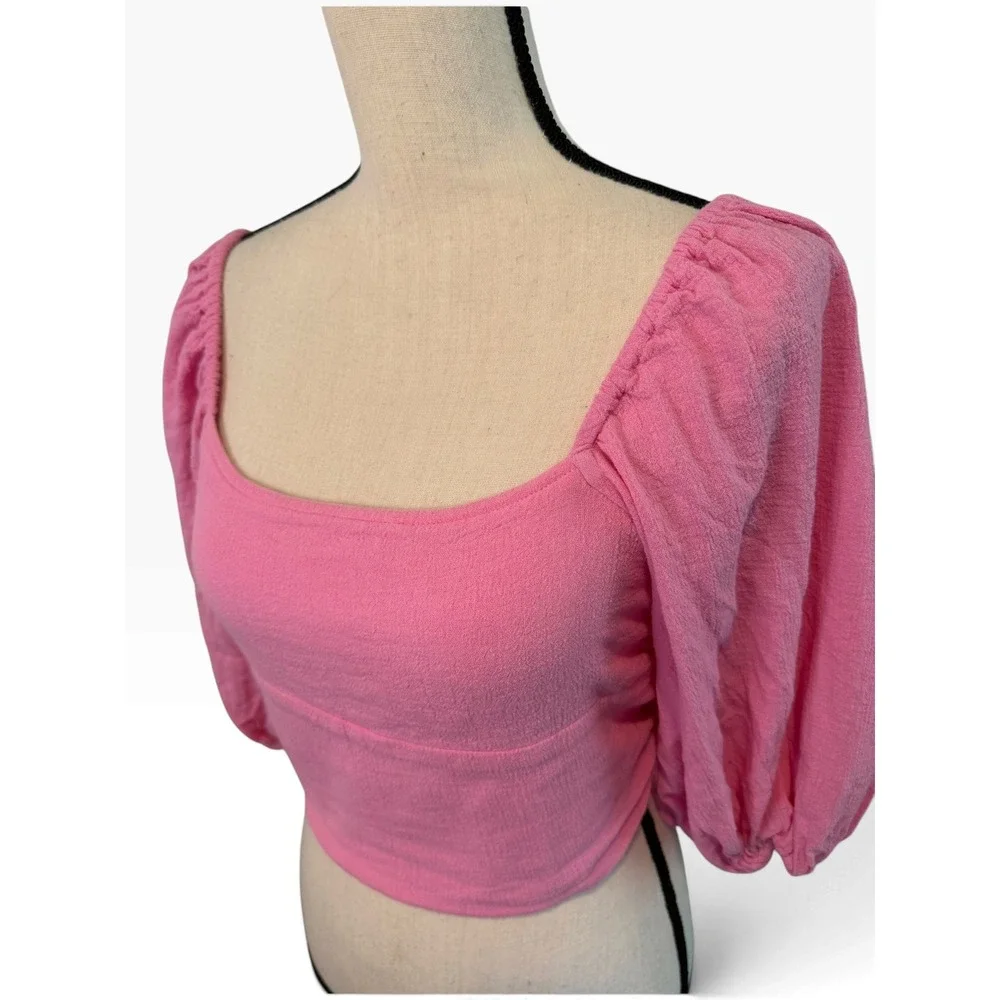 Jens Pirate Booty for Free People Pink Gauze Reversible Tie Back Crop Top Medium
